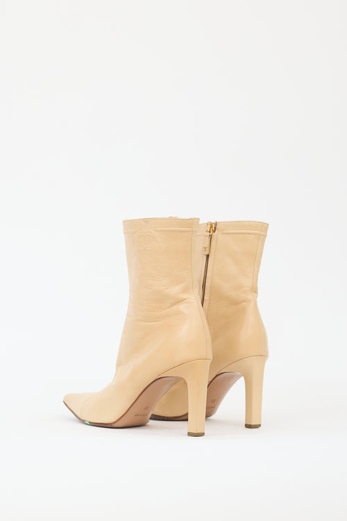 Chanel Cream Leather CC Ankle Boot