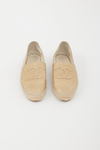 Chanel Beige Patent Leather CC Espadrille