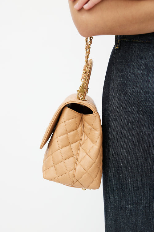 Chanel Beige Quilted Leather Small Coco Bag