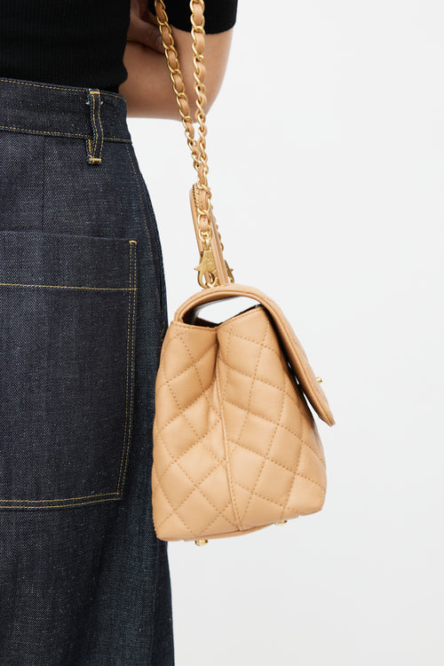 Chanel Beige Quilted Leather Small Coco Bag