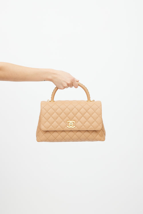 Chanel Beige Quilted Leather Small Coco Bag