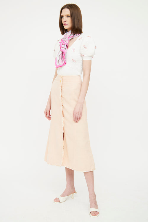 Chanel Pink Tweed Button Up Skirt