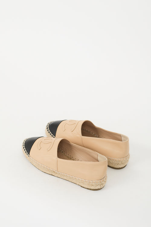 Chanel Beige Leather CC Espadrille Flat