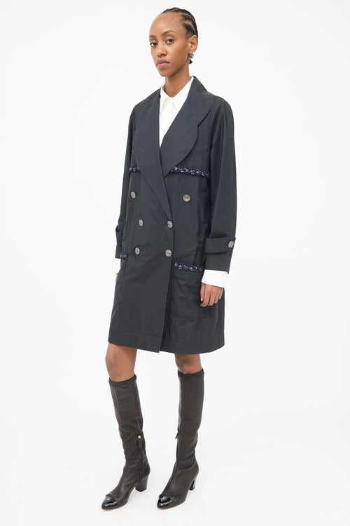 Chanel Black 2014 Double Breasted Trench Coat