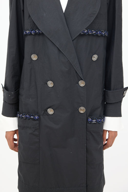 Chanel Black 2014 Double Breasted Trench Coat