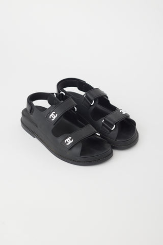 Chanel Black Rubber CC Dad Sandal