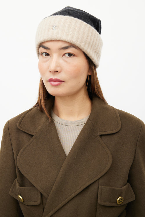 Chanel Black 
Beige Cashmere Beanie