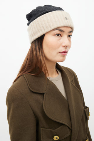 Chanel Black 
Beige Cashmere Beanie