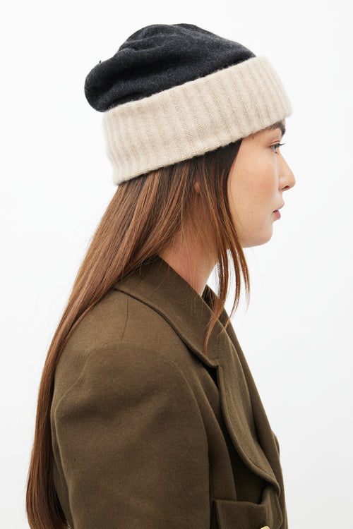 Chanel Black 
Beige Cashmere Beanie