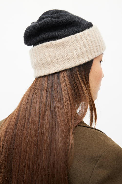 Chanel Black 
Beige Cashmere Beanie