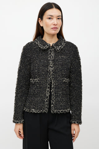 Chanel Black 
Beige Tweed Jacket