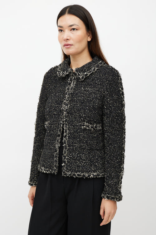 Chanel Black 
Beige Tweed Jacket