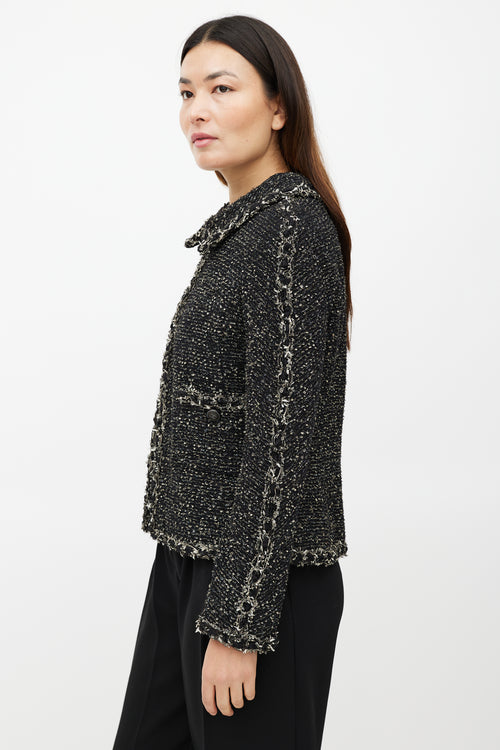 Chanel Black 
Beige Tweed Jacket