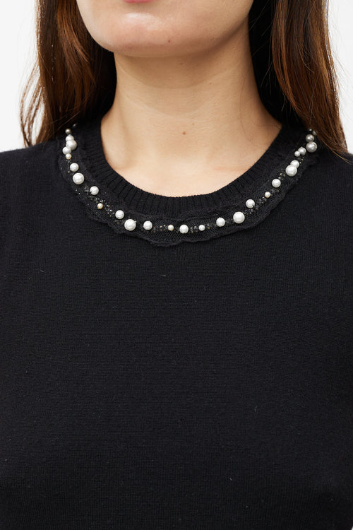 Chanel Black Cashmere Pearl Knit Vest