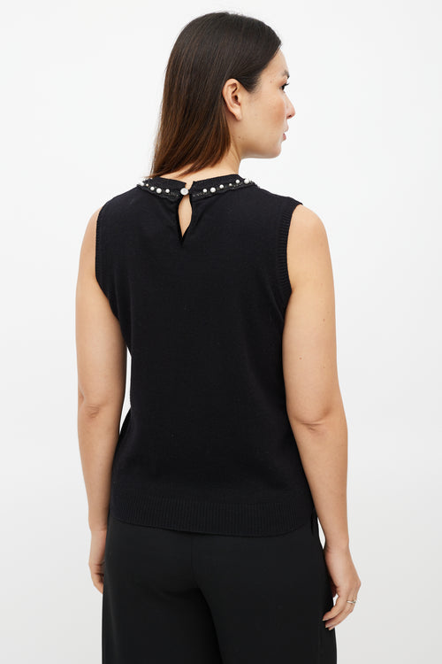 Chanel Black Cashmere Pearl Knit Vest