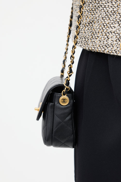 Chanel Black Caviar Leather Mini Flap Bag