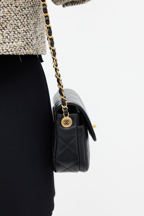 Chanel Black Caviar Leather Mini Flap Bag