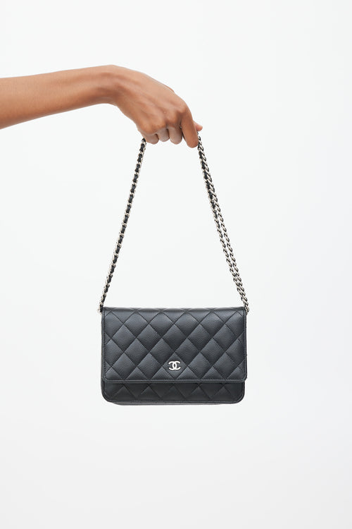 Chanel Black Caviar Leather Wallet On Chain Bag