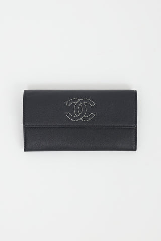 Chanel Black Caviar Timeless CC Long Flap Wallet