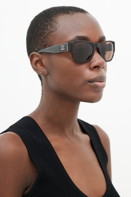 Chanel Black Denim 5162 Square Sunglasses