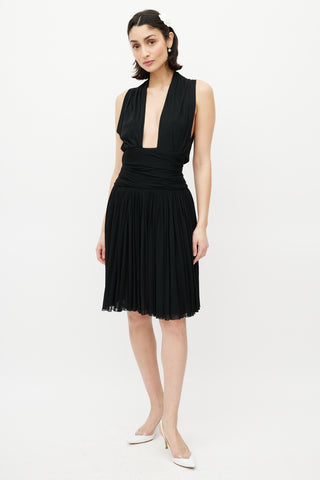 Chanel Black Gathered Sleeveless Dress