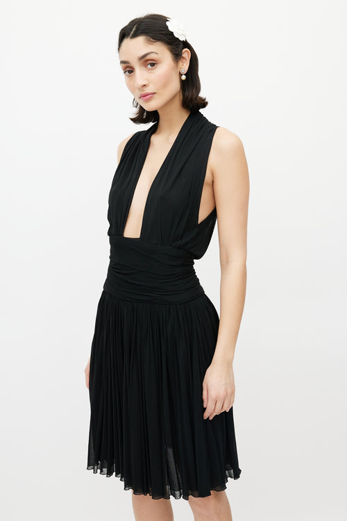 Chanel Black Gathered Sleeveless Dress