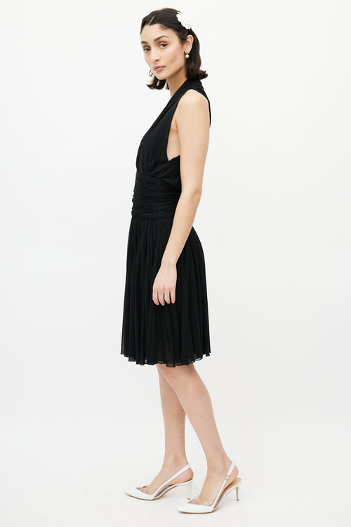 Chanel Black Gathered Sleeveless Dress