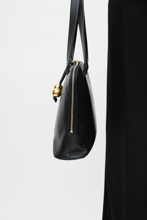 Chanel Black 
Gold Dome CC Leather Bag