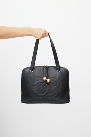 Chanel Black 
Gold Dome CC Leather Bag