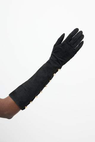 Chanel Black 
Gold Jewel Leather Glove