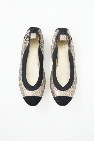 Chanel Gold Leather CC Ballet Flat