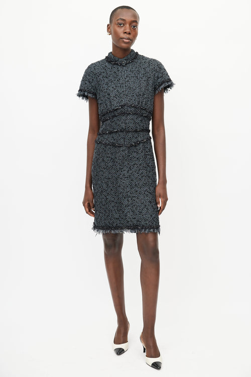 Chanel Black 
Grey Tweed Dress