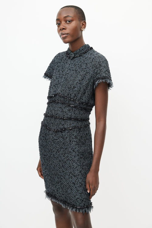 Chanel Black 
Grey Tweed Dress