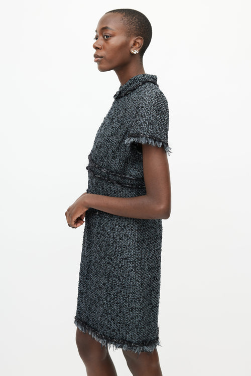 Chanel Black 
Grey Tweed Dress