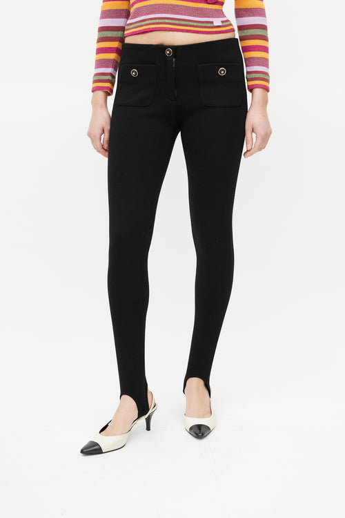 Chanel Black Knit Stirrup Pant