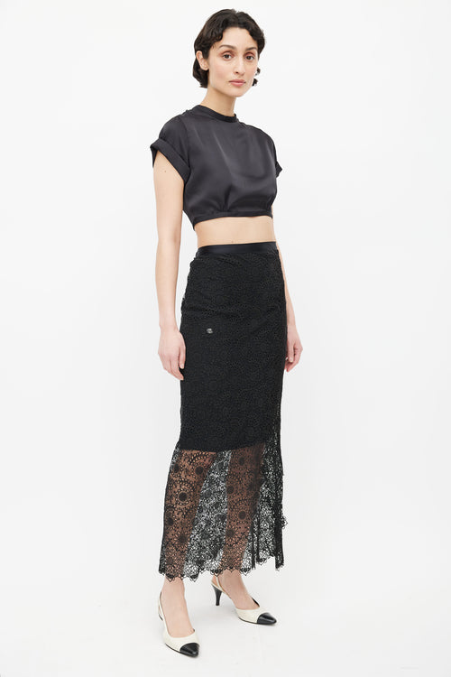 Chanel Black Eyelet Lace Skirt