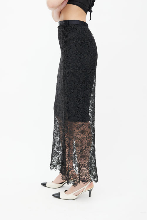 Chanel Black Eyelet Lace Skirt