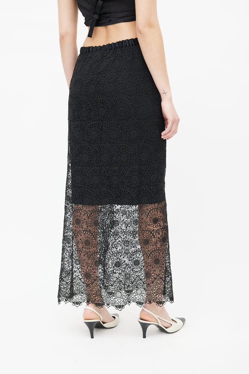 Chanel Black Eyelet Lace Skirt