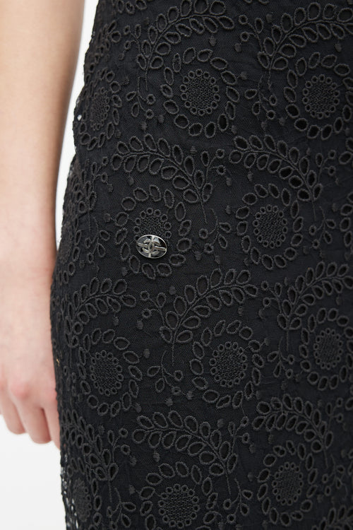 Chanel Black Eyelet Lace Skirt