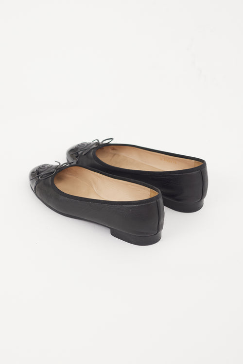 Chanel Black Patent Leather Bow Flat