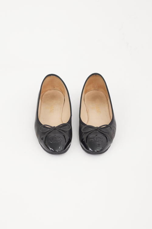 Chanel Black Patent Leather Bow Flat