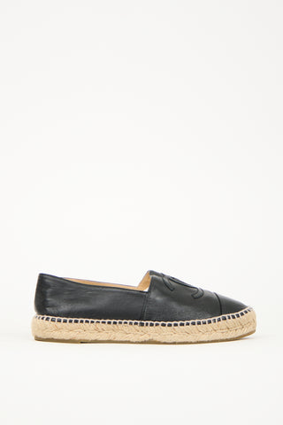 Chanel Black Leather CC Espadrille