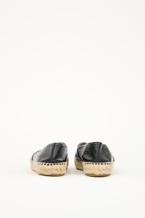 Chanel Black Leather CC Espadrille