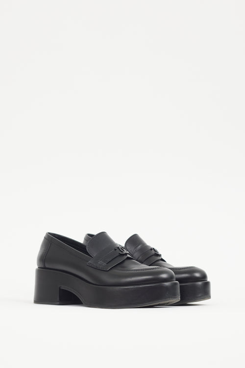 Chanel Black Leather Platform Loafer