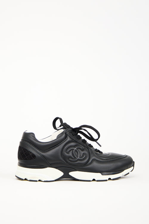 Chanel Black Leather CC Sneaker