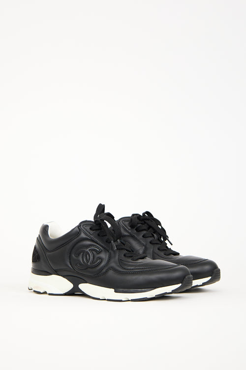 Chanel Black Leather CC Sneaker