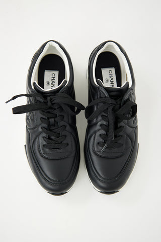 Chanel Black Leather CC Sneaker