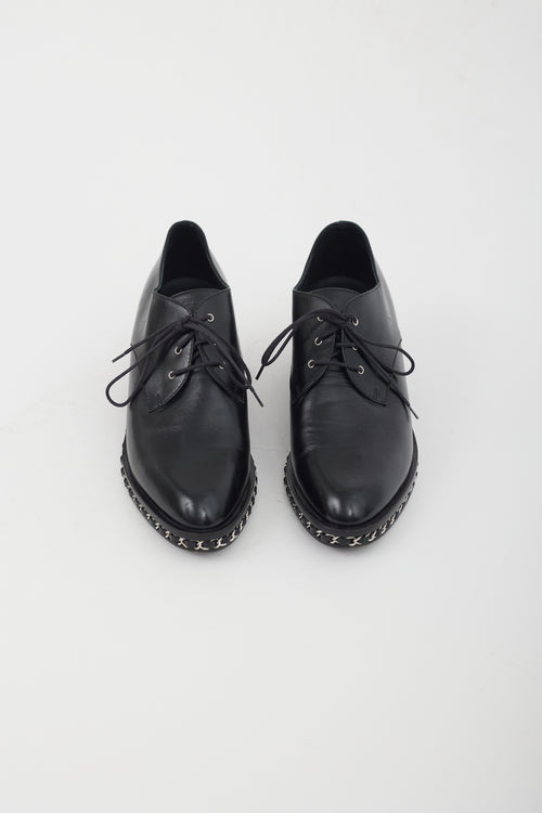 Chanel Black Leather Block Heel Oxford