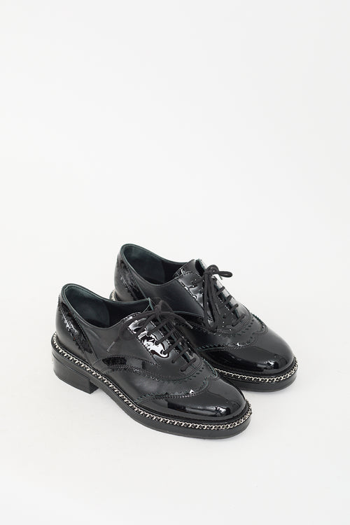 Chanel Black Leather Chain Embellished Oxford