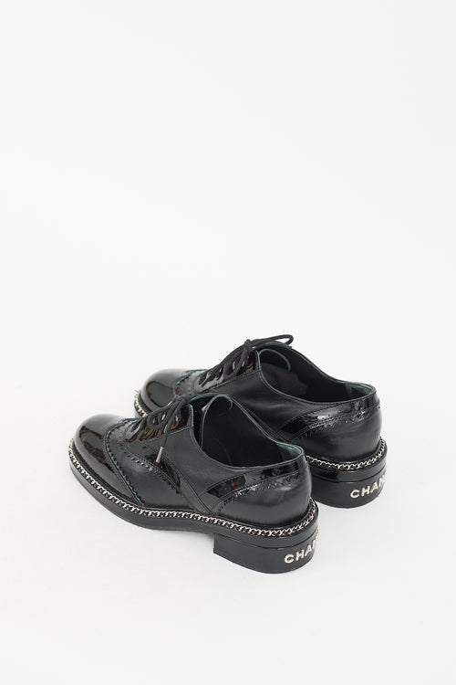 Chanel Black Leather Chain Embellished Oxford